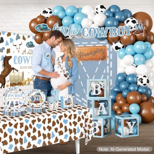 298pcs Cowboy Baby Shower Decorations for Boy, All-in-1 set, 25 Guests - Image 6