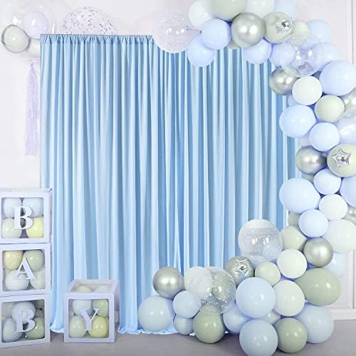 AK TRADING CO. 10 feet x 8 feet IFR Polyester Backdrop Drapes Curtains Panels with Rod Pockets - Wedding Ceremony Party Home Window Decorations - Light Blue - Image 4