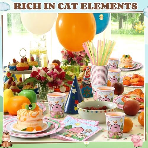 Funnymoom 250 Pcs Farm Animals Paper Plates Napkins and Cups Serves 50 - Image 5