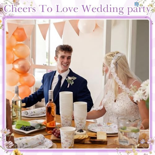 Pickmesh 250 Pcs Wildflower Bridal Shower Decorations Floral Miss to Mrs Plates and Napkins Sets Bride to Be Disposable Paper Tableware Set for Wedding, Engagement, Bachelorette Party, Serves 50 - Image 4