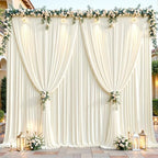 24ftx10ft Wrinkle Free Ivory Backdrop Curtain - 10 Feet Photography Backdrop Drapes, Silky Polyester Back Drop Cloth for Wedding Baby Shower Balloon Arch Background by Unknown