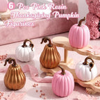 Novabright 6 Pcs Fall Pumpkins Thanksgiving Decor Resin White Pink Gold Pumpkins Small Artificial Harvest Gender Reveal Table Centerpiece Autumn Baby Shower Decor, 4.72 Inch - Image 4
