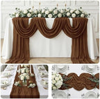 20 Pack Brown 17 x 108 Inch Cheesecloth Table Runner - Boho Gauze Sheer Fabric for Wedding Baby Shower Party Home Decor - Image 7