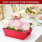 AFOROEOA 6 Pack Red Gift Baskets Empty, 10x8 Thick Paper Basket with 6 Clear Bags and 6 Pull Bows, Red Empty Gift Baskets for Christmas Valentine Wedding Birthday Holiday Party Wrapping - Image 7