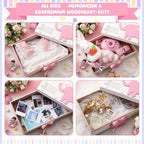Soaoo 3D Wooden Elephant Baby Keepsake Box Baby Boy Girl Memorial Box, Pink - Image 3