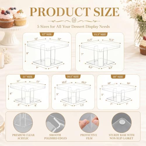 Ripeng 5 Tiered Large Dessert Table Display Set 10, 10.5, 11, 11.5, 12 Inch - Image 2
