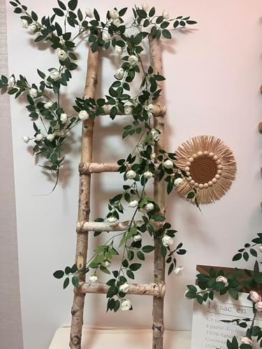 2PCS x 6FT Rose Garland Artificial Flower Vine for Home Decor, White - Image 4