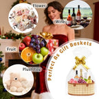 Mapaim 4 Pack Baskets for Gifts Empty,Large Gift Basket Kit with Cellophane Wrap & Bows, Woven Bamboo Gift Baskets with Handles, Ready to Gift Set for Birthday, Holiday, Baby Shower, Easter（Oval） - Image 3
