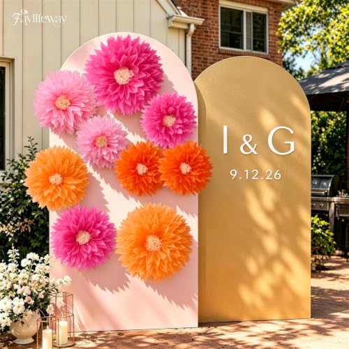 Giant Paper Flower Wall Decor, 9PCS Party Birtyday(Orange&Pink) - Image 6