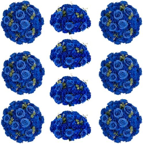 Royal Blue Flowers Balls Centerpieces: 11.8in Diam, Set of 10 by CreatedforWeddingsandHome