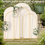 Arch Backdrop Stand and Cover Set 7.2ft,6.6ft,6ft Metal Arch Frame Stand Gold with Beige Cover for Wedding Birthday Party Baby Shower with Storage Bag(Beige, 7.2FT+6.6FT+6FT) - Image 2