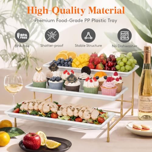Lifewit 3 Tier Serving Tray for Party, Plastic Tiered Food Serving Platters - Image 5