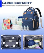Diaper Bag with Changing Station, Waterproof 3 in 1 Diaper Backpack with Foldable Changing Pad, USB Charging Port, Large Travel Backpack for Mom & Dad, Baby essentials-Blue - Image 4