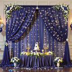 10x10FT Navy Blue Wrinkle Free Backdrop Curtains with Lights String for Parties - Photo Curtain Backdrop with Lights for Wedding Decorations, Bridal Baby Shower Birthday Party Photography Background - Image 7
