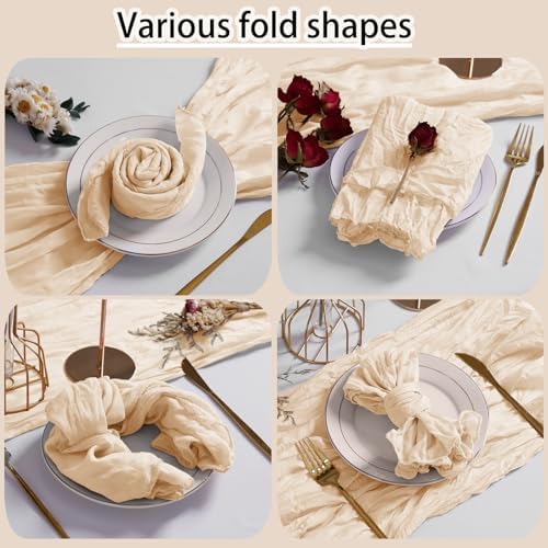 LZY 30 Pack Gauze Cheesecloth Napkins 20x20 Inch Dinner Cloth Napkins, Soft Boho Table Napkins Rustic Wrinkled Cheese Cloth Napkins Bulk for Wedding Party Baby Shower Event Decor (Ivory) - Image 5