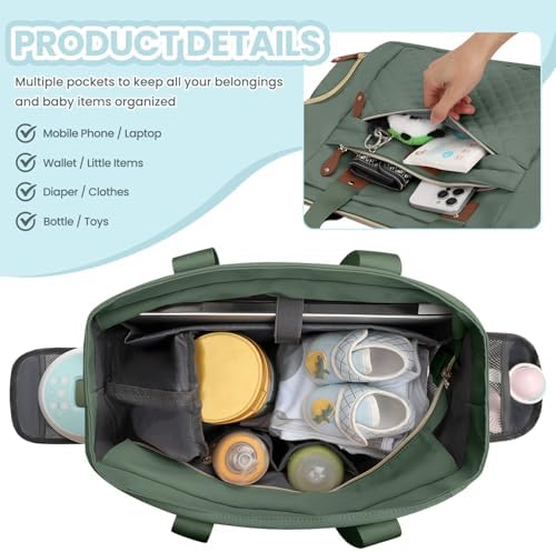 Pritent Baby Diaper Bag Tote,Waterproof Maternity Breast Pump Bags for Mom - Image 5