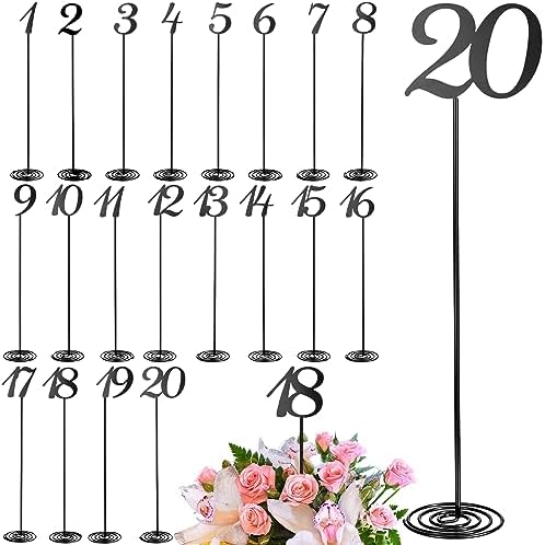 Therwen 20 Pcs Metal Table Numbers 1-20 Table Numbers for Wedding,Black by Therwen