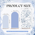 3 Set Arch Backdrop Covers 4ft 5ft 6ft Arch Covers Blue Floral - Image 2