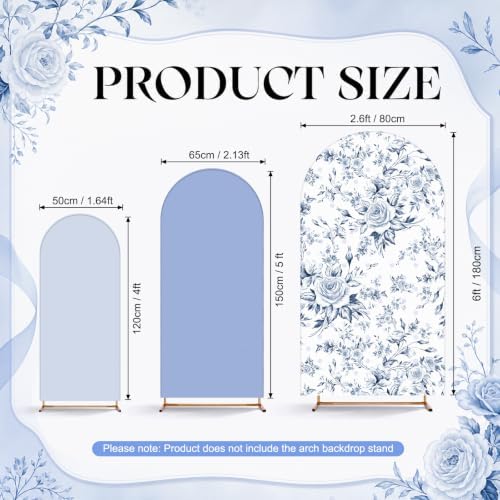 3 Set Arch Backdrop Covers 4ft 5ft 6ft Arch Covers Blue Floral - Image 2