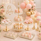 7 Pcs Crystal Cake Display Stand with Mirror, Round Dessert Display Stand - Image 3