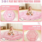 5-in-1 Baby Gym Play Mat with Cartoon Pattern, Extra Thick Plush Tummy Time Activity Gym with Hanging Toys, Sensory Development & Motor Skills Training Floor Mat, Unicorn - Image 4