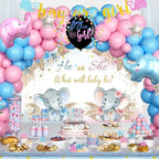 Elephant Gender Reveal Decorations, Baby Boy or Girl Gender Reveal Party Decorations, He or She What Will Baby Be Backdrop Balloon Banner Tablecloth Cake Cupcake Topper Box Sash Pink Blue - Image 5