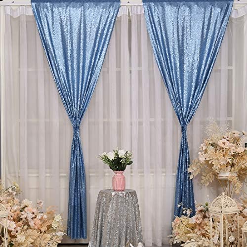 Poise3EHome Baby Blue Sequin Backdrop Curtains,4 Panels 2FTx8FT Glitter Background for Party Birthday Party Baby Shower Wedding Christmas Thanksgiving Holiday Festival Decor - Image 2