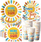 Ziliny 250 Pcs Here Comes The Son Baby Shower Party Decorations Boho Sun Rainbow Disposable Paper Plates Napkins and Cups Tableware Set for Sunshine Boy Baby Shower Party Supplies, Serves 50 by Ziliny