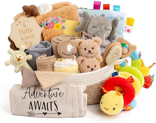 24-Piece Baby Gift Basket, Baby Shower Gift Set for Newborns, Khaki by Unknown
