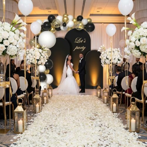 Set of 3 Wedding Arch Backdrop Stand,4+5+6 FT，Small Metal Arch Frame with 3 Black Backdrop Covers,Easy Setup for Birthday Baby Shower Anniversary Dessert Table Decoration - Image 3