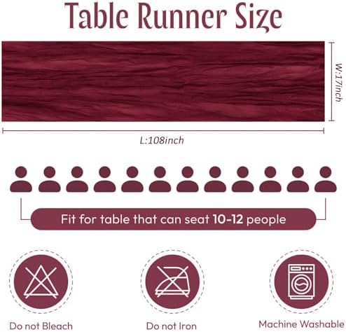 25 Pack Burgundy Red Cheesecloth Table Runner 17 x 108 Inch Gauze Table Runner Fabric Semi Sheer Cheese Cloth Table Decor Bulk for Rustic Romantic Wedding Baby Shower Table Decoration - Image 2
