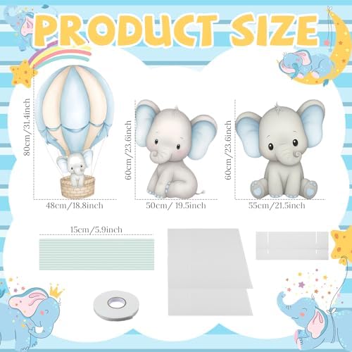 3 Pcs Elephant Baby Shower Birthday Decorations Large Cutouts Gender Reveal Sign 1st Birthday Party Elephant Centerpieces for Baby Shower Party Supplies Photo Booth Props Backdrops Decor - Image 2