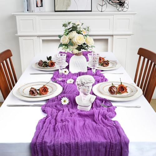 16 Pack 23 x 120 Inch Purple Table Runner 10Ft Cheesecloth - Image 3
