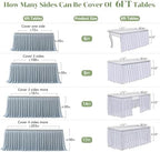 Partisky Gray Polyester Table Skirt for Rectangle Tables 14ft, Wrinkle Resistant Pleated Ruffle Table Cloth for Banquet Wedding Trade Baby Shower Display Gift Dining Table - Image 5