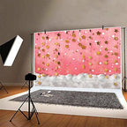 8x6ft Pink Dreamy Golden Stars Pendant Backdrop Girl Baby Shower Party Birthday Decorations Banner Photography Background Photo Booth Props - Image 4