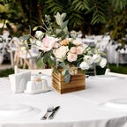 Suzile 12 Set Wooden Box Centerpiece, 4 Inch Square Planter Vase - Image 4