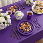 Tinybee 352 Pcs Purple Plastic Plates, Disposable Dinnerware Set for 50 - Image 4