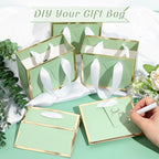 Yeaqee 50 Pcs Mini Metallic Paper Gift Bags with Handle, Sage Green, Gold - Image 4