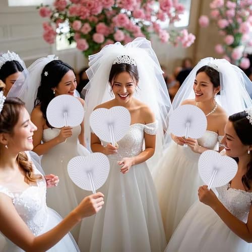 100 Pcs White Round Paper Fans - Image 3