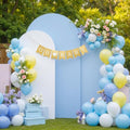 White and Blue Arch Cover 3 Set-7.2FT, 6.6FT, 6FT Arch Backdrop Cover Spandex Fitted 2-Color Fabric Stand Covers for Baby Shower Boy Birthday Party Graduation Banquet Photo Background Decorations by Suppromo