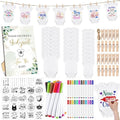 Panitay 126 Pcs Baby Shower DIY Bodysuit Set Bib 25 Blank White Newborn Bodysuit 25 Stencils 24 Marker 1 Sign 50 Pins(Greenery) by Panitay