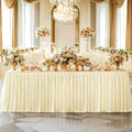 Wish Care 21ft Champagne Satin Long Table Skirt for Rectangle Tables Wrinkle Free Teacher Desk Skirt Glitter Ruffle Table Skirting Cloth for Back to School Classroom Office Birthday Party Table Decor by WishCare