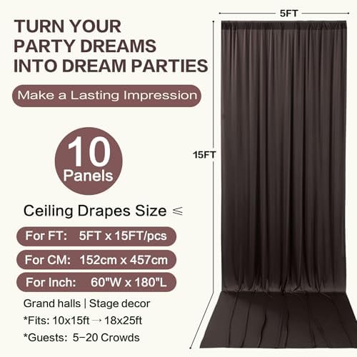 50ft×15ft Brown Backdrop Curtain for Wedding Parties - Image 6