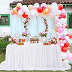White Table Skirt for Rectangle Tables 14FT Chiffon Sheer Tablecloth for Birthday Party Sweetheart Cake Table Decoration - Image 2