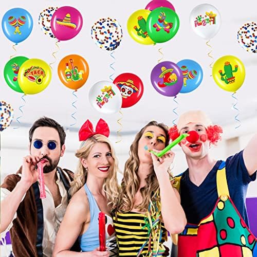 50 Pcs Mexican Fiesta Party Balloons Decorations, Taco Party Balloons Latex Confetti Balloons for Mexican Carnivals Festivals Birthday Part Baby Shower Supplies 12 Inch (Pack of 3) - Image 5