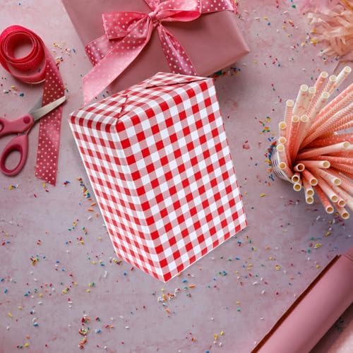 Mipcase 20pcs Red and White Checkered Floral Bouquet Wrapping Paper 58cm X 58cm Plaid Tissue Paper for Wedding Wraps, Flower Bouquet Packaging, Craft and DIY Supplies - Image 5