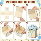 4 Set Baby Shower Centerpieces for Tables, 6 Inch Wooden Baby Letter Blocks with 12 Blue Artificial Peony Flowers, Cube Planter Boxes Gender Reveal Party Table Decor Home Decoration - Image 5