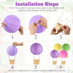 Namalu 24 Set Hot Air Balloon Table Centerpieces Baby Shower Party Decoration Paper Lanterns with Wooden Basket Sticks for Summer Birthday School DIY Craft(Rainbow Color) - Image 3