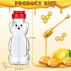 Thenshop 36 Pcs 8 oz Plastic Honey Bear Bottle Clear Squeeze, Red Lid - Image 2