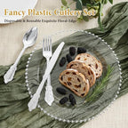 Supernal Silver Plastic Silverware Set Heavy Duty Vintage 120Guests Wedding - Image 4